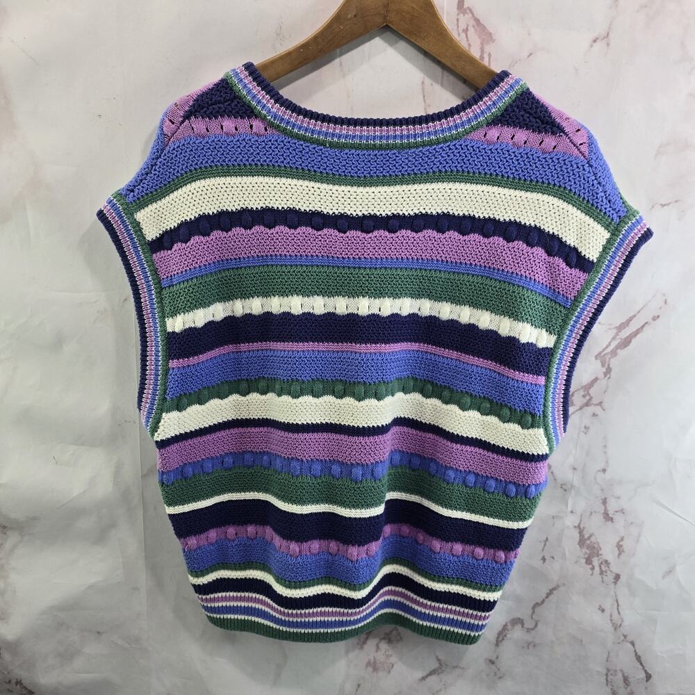 Marine Layer Sweater Womens Large Purple Blue White Striped Cotton Rory - Picture 5 of 10